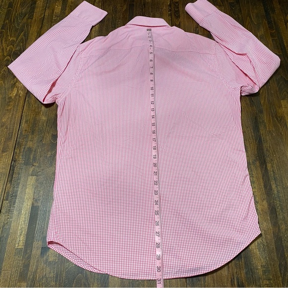 Peter Millar Summer Comfort Shirt Mens Medium Check Performance Stretch Pink - Picture 7 of 9